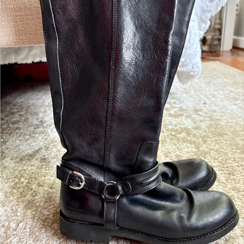 Coach Black Leather Winter Boots